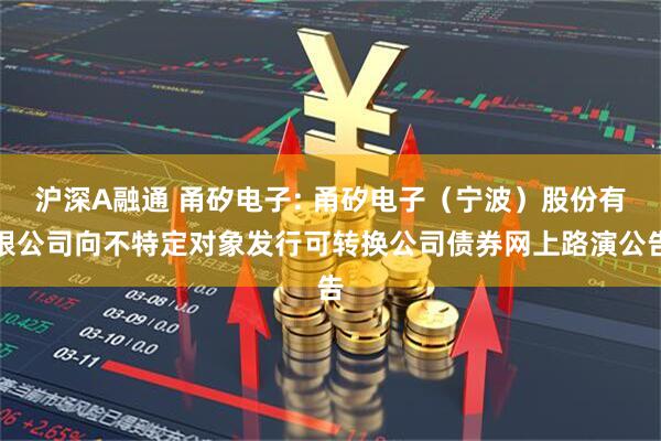 沪深A融通 甬矽电子: 甬矽电子（宁波）股份有限公司向不特定对象发行可转换公司债券网上路演公告